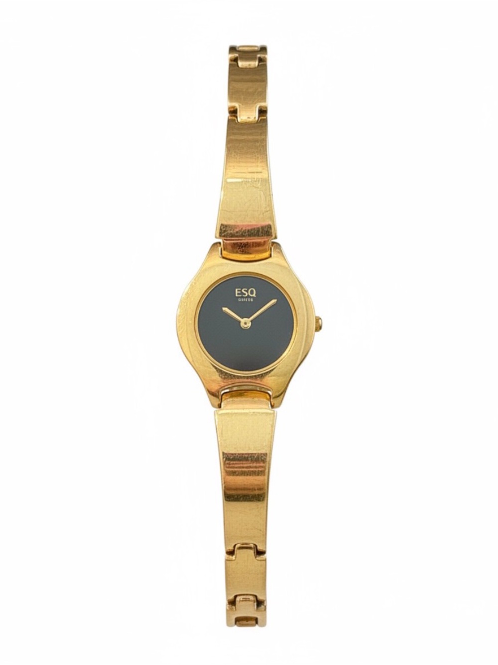 Vintage ESQ by Movado Minimalist Black Dial Watch in Gold Model 100563